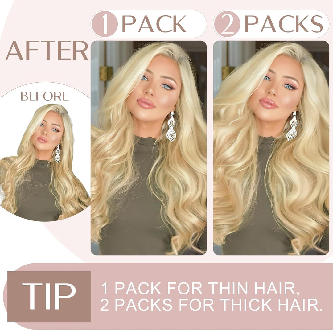 SEGO Haarteil Clip in Extensions Echthaar DICKER Haarverlängerung 1 Tresse 5 Clips Human Hair Glatt