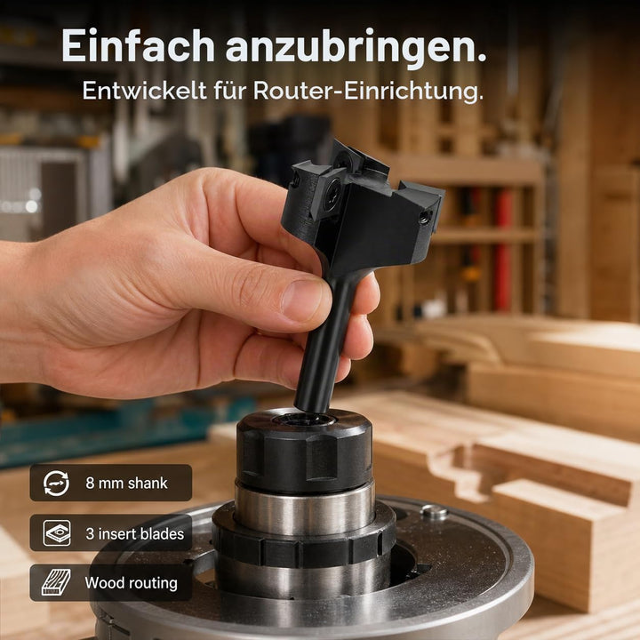 QWORK® Planfräser 8mm Schaft, 35mm Durchmesser Planfräser, Fräser für Oberfräse, Planfräser für Holz