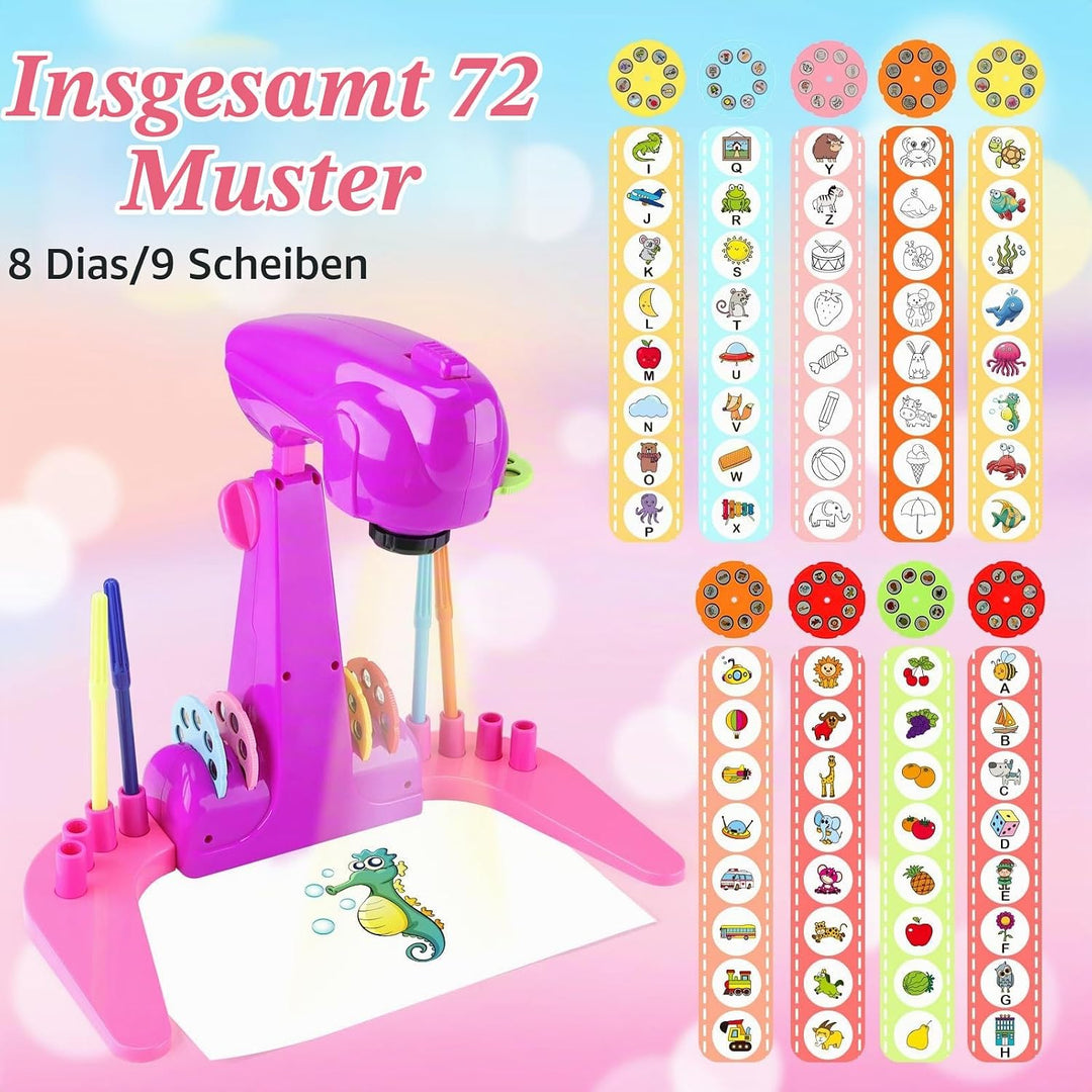 Purple Mädchen Spielzeug Zeichenprojektor für Kinder mit 72 Motiven Mädchen Geschenke Kinder Projekt