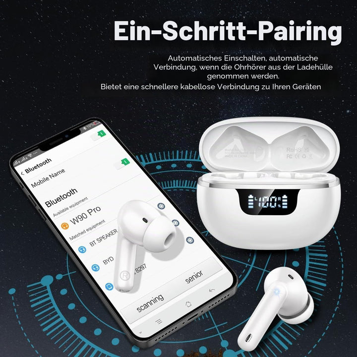 Bluetooth Kopfhörer, Kopfhörer Kabellos Bluetooth 5.4, In Ear Kopfhörer mit ENC Noise Cancelling Mic