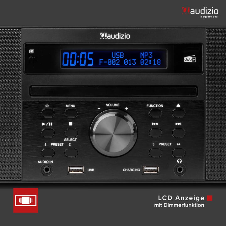Audizio Prato - DAB Radio mit CD Player, MP3-Player, Bluetooth Radio, USB, DAB+, FM-UKW, Fernbedienu