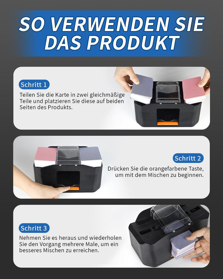 Geräuscharmer Kartenmischmaschine Elektrische, Kartenmischer Mit 3000mAh Akku, Mischmaschine Karten