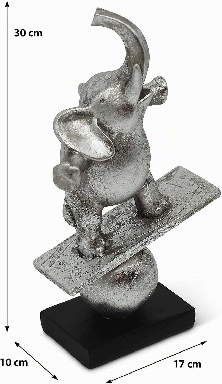 FeinKnick Skulptur “Lebenskünstler” - inspirierende &amp; Moderne Elefanten Dekoration aus Kunststein 30