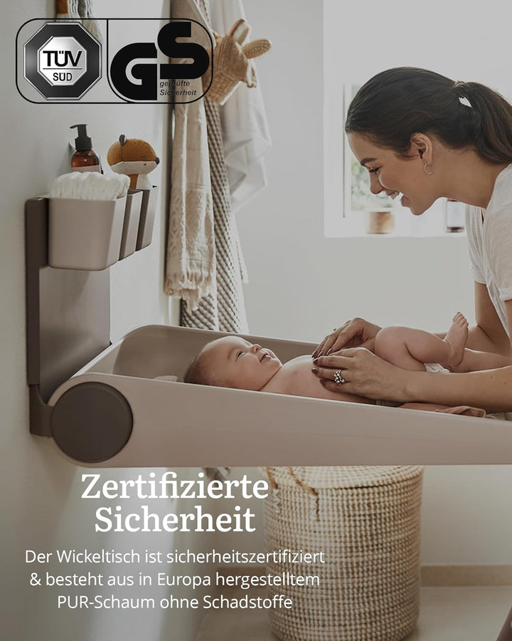 Leander Wally™-Wandwickeltisch Cappuccino - Klappbare Wickelkommode für Wandmontage - Wickeltisch Or