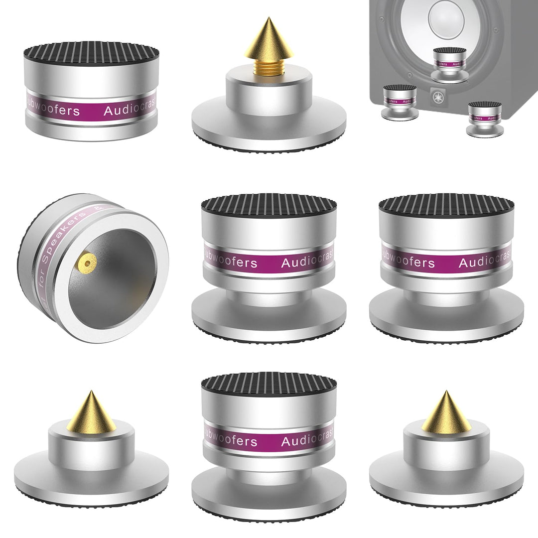 Tertullus 4 Stück Höhenverstellbar Subwoofer Spikes Lautsprecher Spikes Absorbs Sets Mit Untersetzer