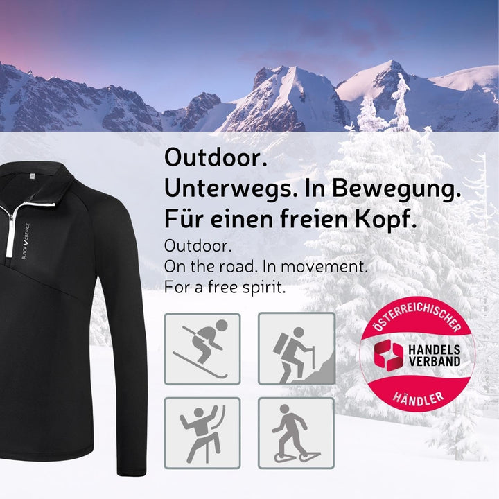 Black Crevice Damen Zipper Funktionsshirt I Hochwertiges Damen-Funktionsshirt aus Polyester-Elastan