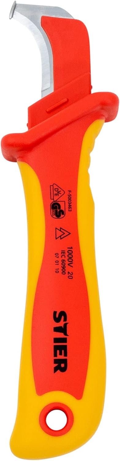 STIER Abmantelungsmesser 180 mm VDE-geprüft, Kabelmesser, Abmantler, geschützte Ausführung, ergonisc