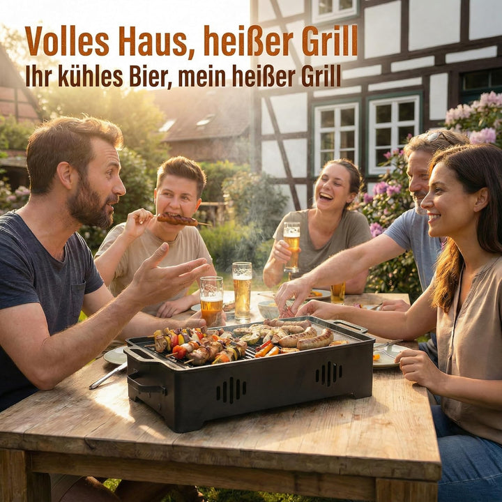 Grill Zubehör Warmhalteplatte aus Aluminium mit Antihaft-Beschichtung – Speisenwärmer für Grillgut &