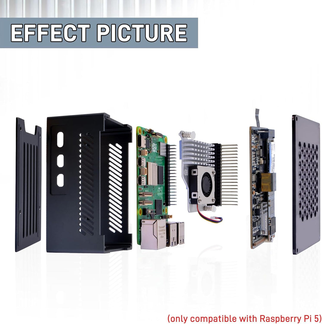 GeeekPi P33 M.2 NVME M-Key PoE+ Hat für Raspberry Pi 5, mit offiziellem Pi 5 Active Cooler und Alumi