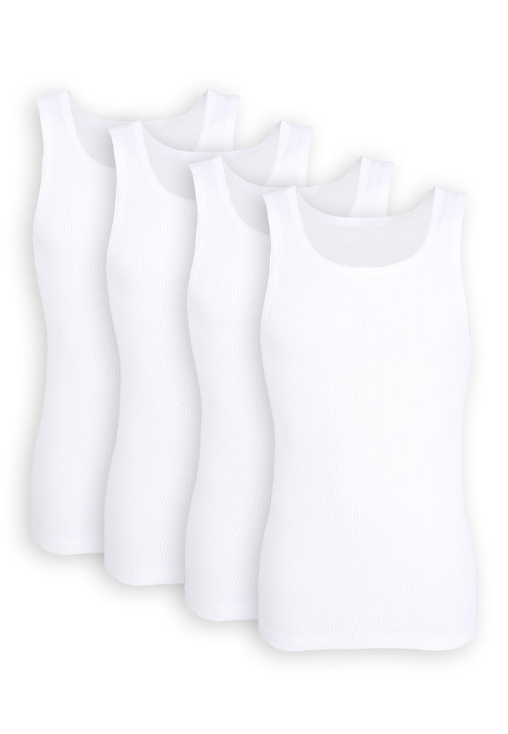 TOM TAILOR 4er Pack Herren Doppelripp Tank Top Unterhemd 3XL Weiss-hell-uni, 3XL Weiss-hell-uni