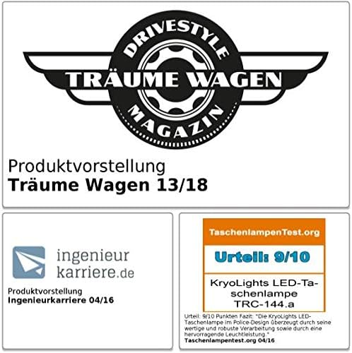 KryoLights aufladbare Taschenlampe: LED-Taschenlampe TRC-144.a mit Akku und Ladegerät, 1.000 lm, IP4