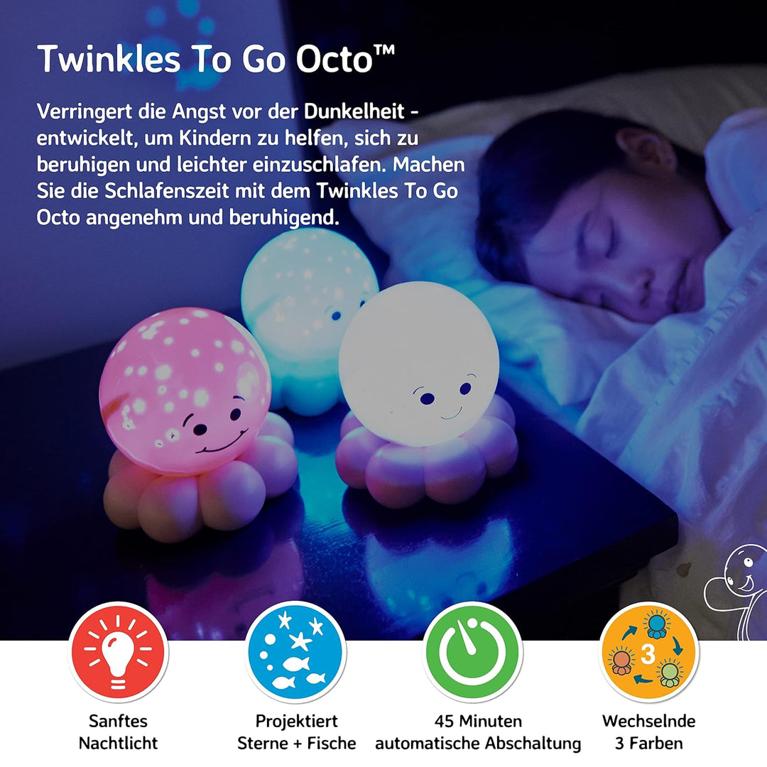 Cloud b Twinkles To Go | Tragbarer Nachtlicht-Projektor für Kinder | Sternenhimmel & Blasenfisch | 3