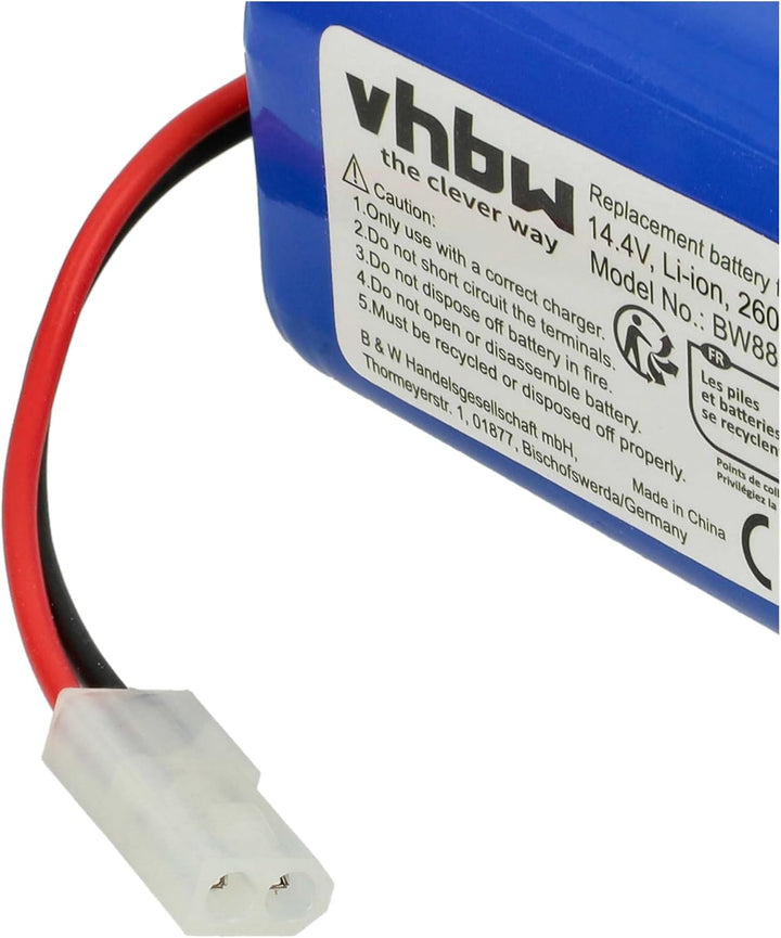 vhbw Akku kompatibel mit Xiaomi Mijia G1, Mi Robot Vacuum Mop Staubsauger (2600mAh, 14,4V, Li-Ion)