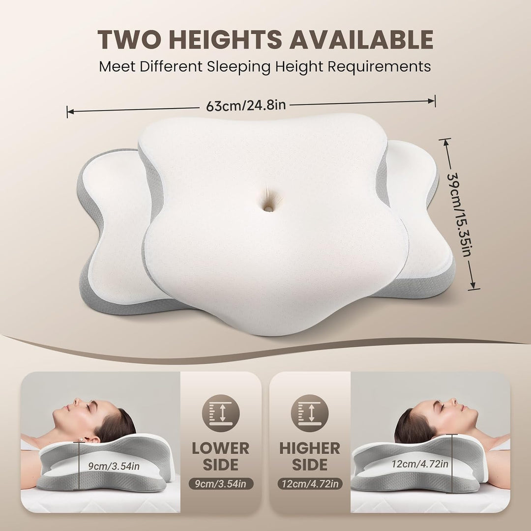 A-Pce Orthopädisches Nackenstützkissen aus Memory Foam, Weiss | Ergonomisches Kopfkissen für Seitens