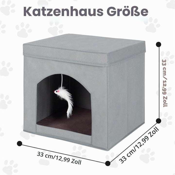 powerking Klappbares Katzenbett für Indoor-Katzen oder Kätzchen, Faltbarer Katzensitz mit Würfel und