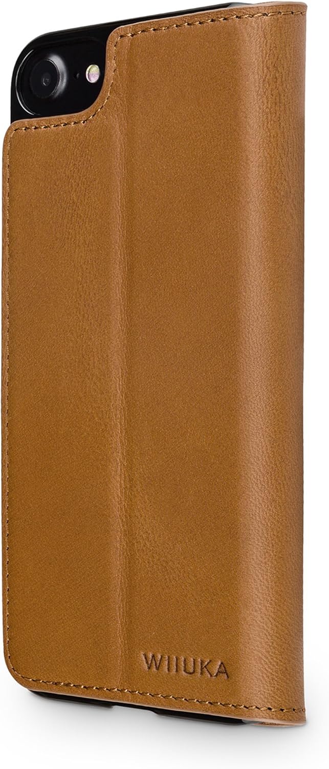 WIIUKA Echt Ledertasche - TRAVEL Nature - für Apple iPhone SE (2020), iPhone 8 und iPhone 7 - DEUTSC