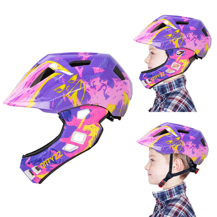 Kinder Fahrradhelm Leicht Integralhelm Kinder mit Abnehmbaren Kinnschutz Kinder Downhill Helm für Ba