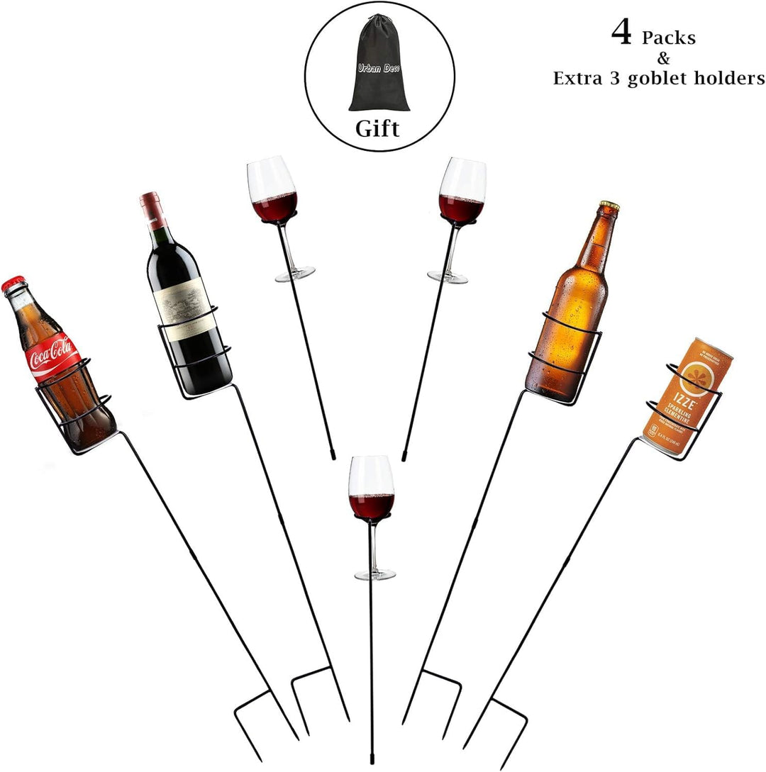 Urban Deco Metall Robuster Getränkehalter, 7er-Set, 4 Packungen Plus 3 Zusätzliche Schwarze Schwarz