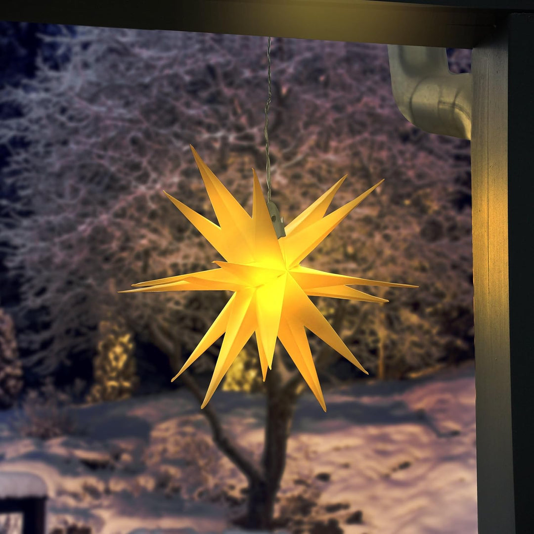Esotec Solarleuchte für aussen WEIHNACHTSSTERN 3D | DUO COLOR Solarlampe hängend Balkondeko Hängeleu