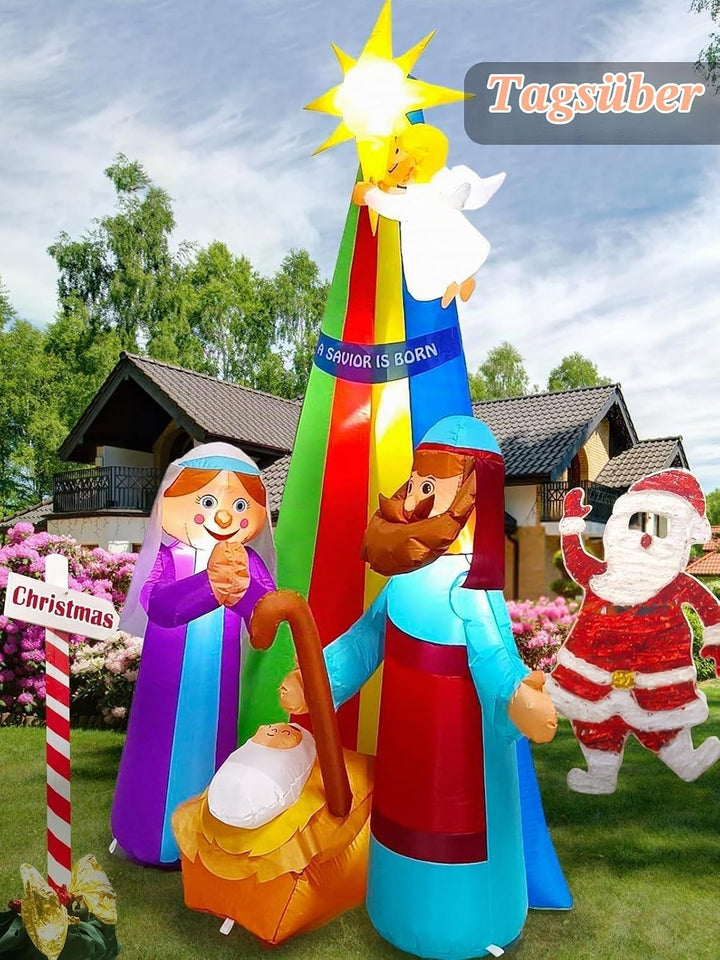 Kalolary 7FT Weihnachten Aufblasbare Jesus Dekoration, Beleuchtete Outdoor Krippe mit Stern von Beth