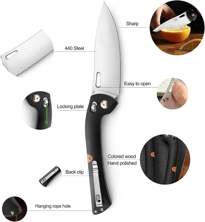 SENBON 440 Sharp Falten Universal Messer G10 Griff Obst Camping Outdoor Back Clip Tragbares Obst Mes