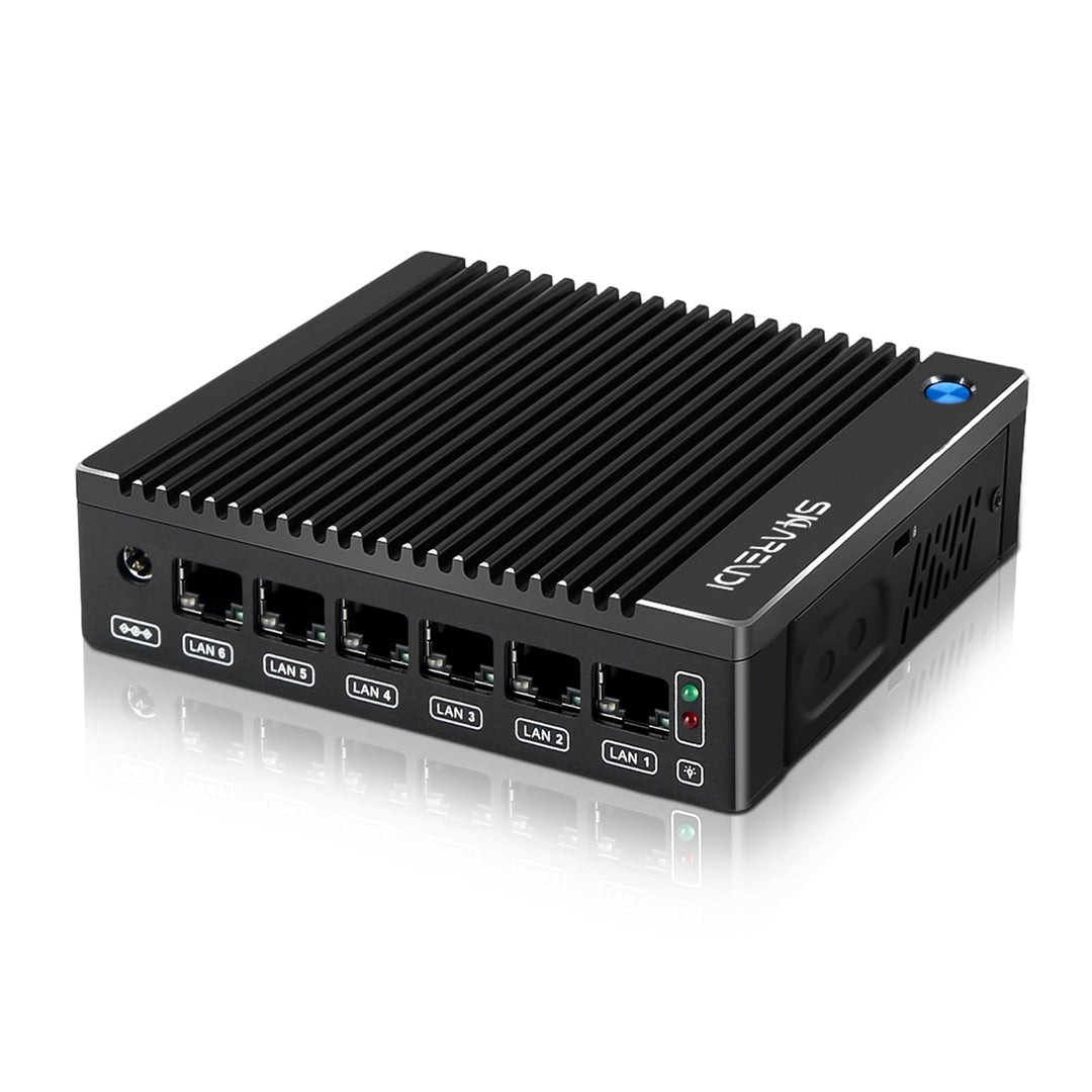 Fanless Micro Firewall Appliance, Firewall Mini PC Intel N3710 4C/4T, 6 x Intel 2.5 GbE i226-V LAN,A