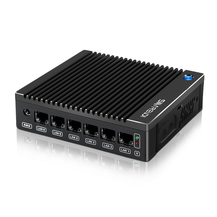Fanless Micro Firewall Appliance, Firewall Mini PC Intel N3710 4C/4T, 6 x Intel 2.5 GbE i226-V LAN,A
