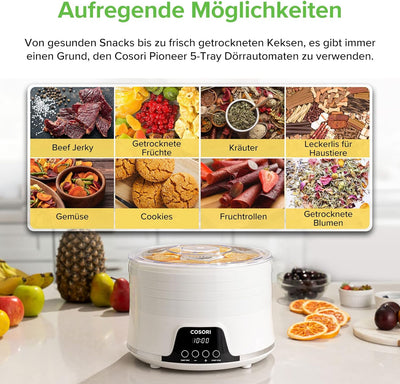 COSORI Dörrautomat für mehr Möglichkeiten, Food Dehydrator mit 5 stapelbaren und herausnehmbaren Tab