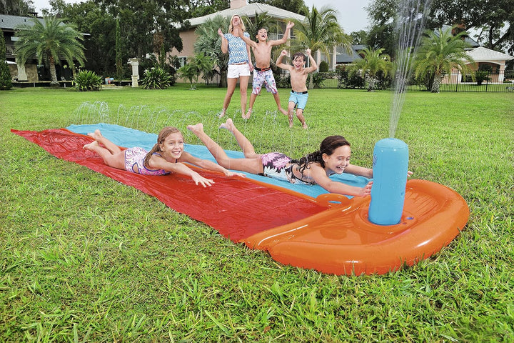 Bestway H2oGo Doppel- Wasserrutsche mit Ziel -Fontaine 1,2,3 Go! 549 cm Zweispuriger Dragstrip, Zwei