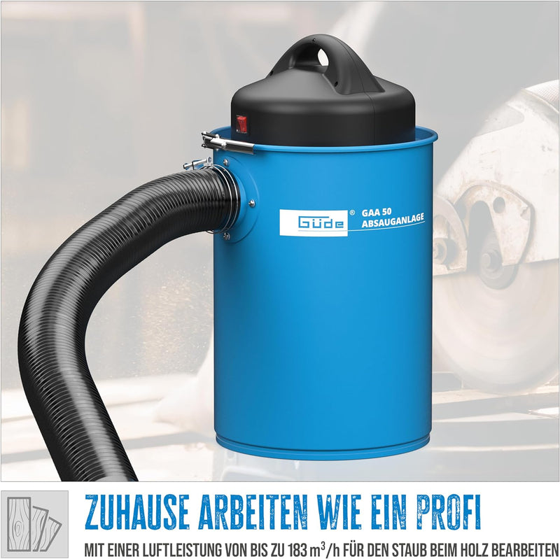 Güde GAA 50 55136, Absauganlage, Blau, 1100 W, 85 Dezibel