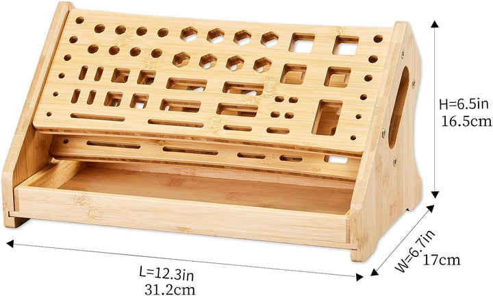 Schraubendreher Halter - 53-Loch Holz Aufbewahrungsregal mit Tablett | Desktop Werkzeugorganizer - F