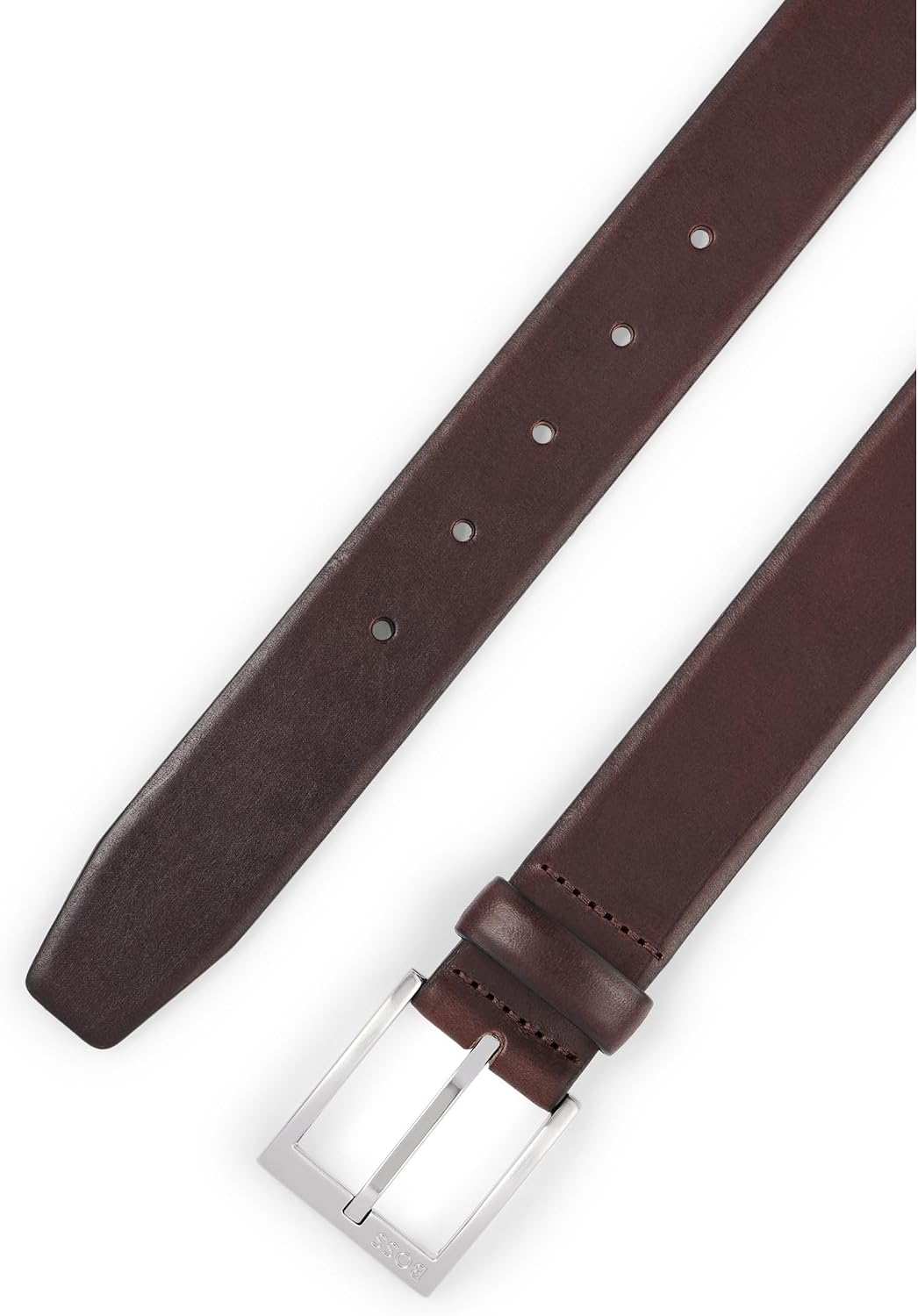 BOSS Herren Erron Sz35 Gürtel aus italienischem Leder mit silberfarbener Schliesse 80 Dark Brown203,