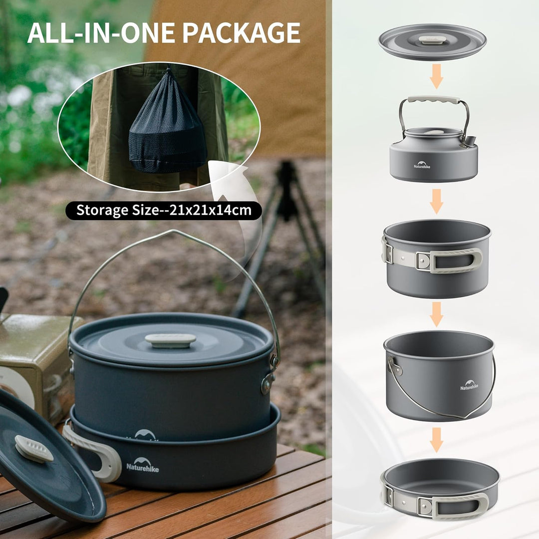 Naturehike Camping Topfset Geschirr Kochgeschirr Set Kochtopf für 2-7 Personen Zum Camping Outdoor W