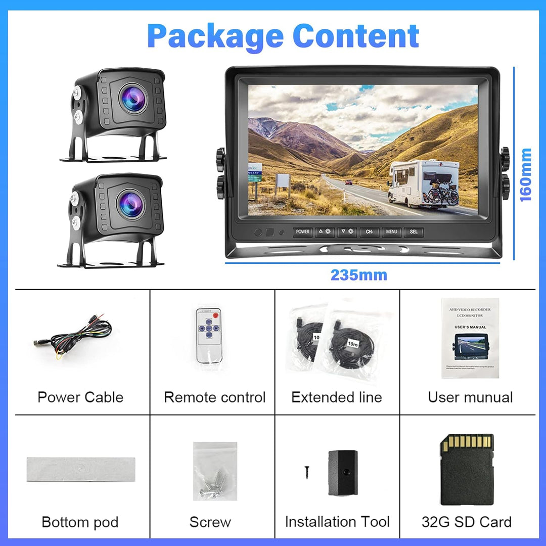 DVR 1080P Auto Rückfahrkamera Monitor Set 9 Zoll LCD Monitor Weitwinkel Nachtsicht IP69 Wasserdicht