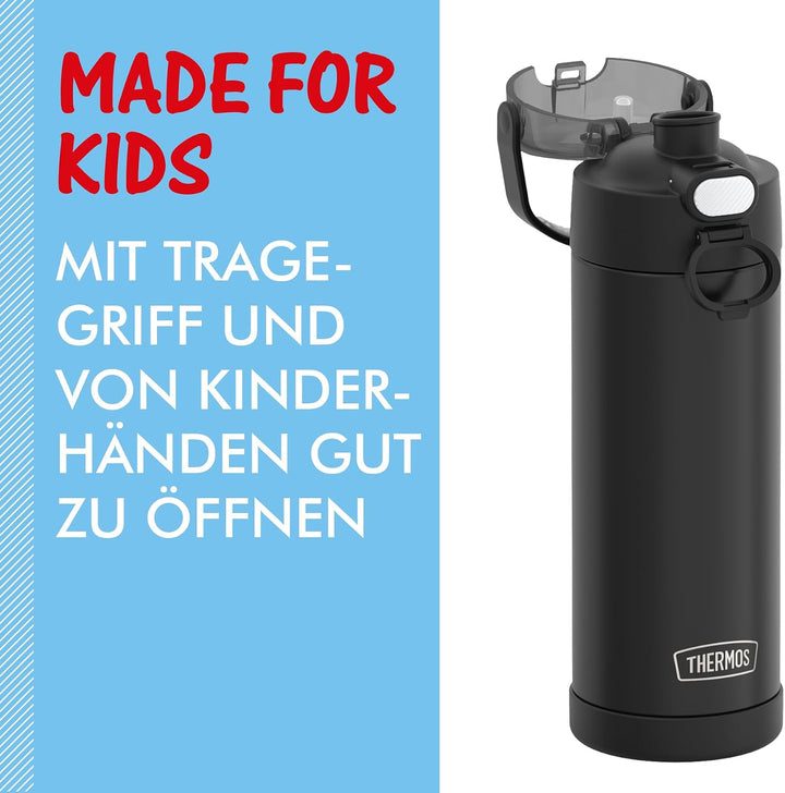 THERMOS kids FUNTAINER Trinkflasche 0,47 l, 12 h kalt, black | Edelstahl-Trinkflasche, spülmaschinen