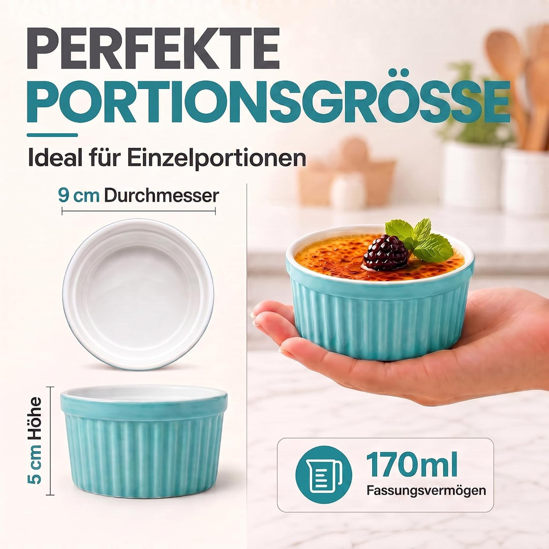 Dimono® Dessert-Schalen Creme Brulee Souflee-Förmchen, Auflaufform-Schälchen mit 170 ml für Desserts