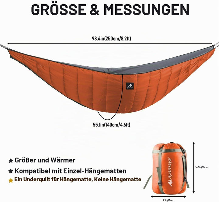 Hängematte Underquilt Isomatten Underkilt Outdoor, Ultralight Baumwolle Underblanket Winterschlafsac