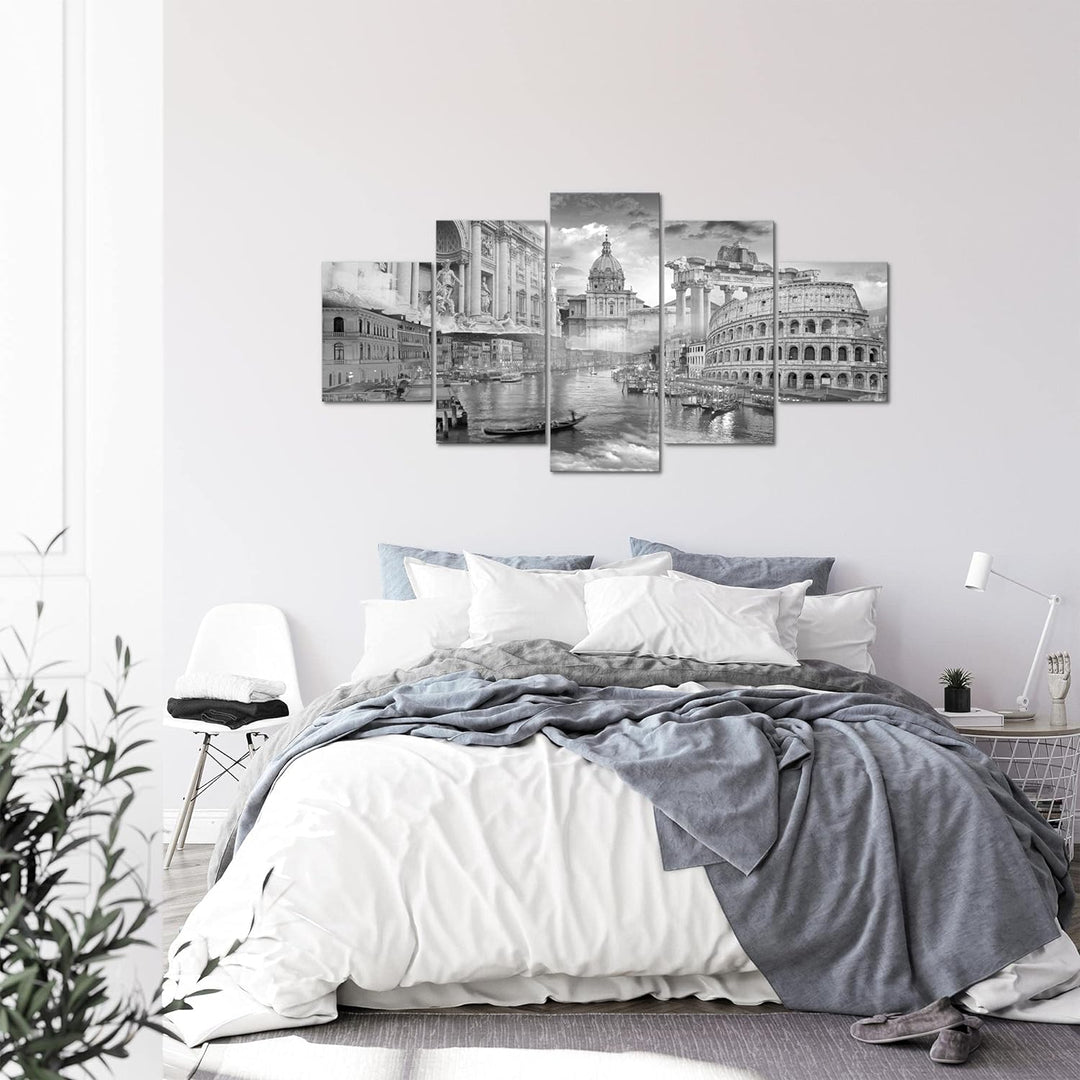 Runa Art - Bilder Italien 200 x 100 cm 5 Teilig XXL Wanddekoration Design Grau 024451c 200 x 100 cm