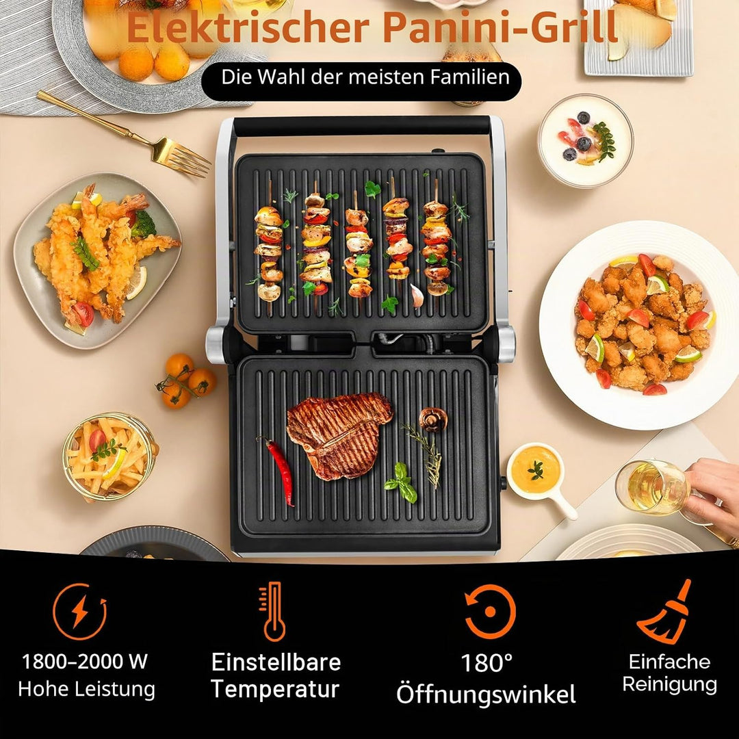 SOARS Sandwichmaker 3-in-1, 1800 – 2000 W, elektrische Panini-Maschine mit 5 Kochmodi, 200 – 230 °C,