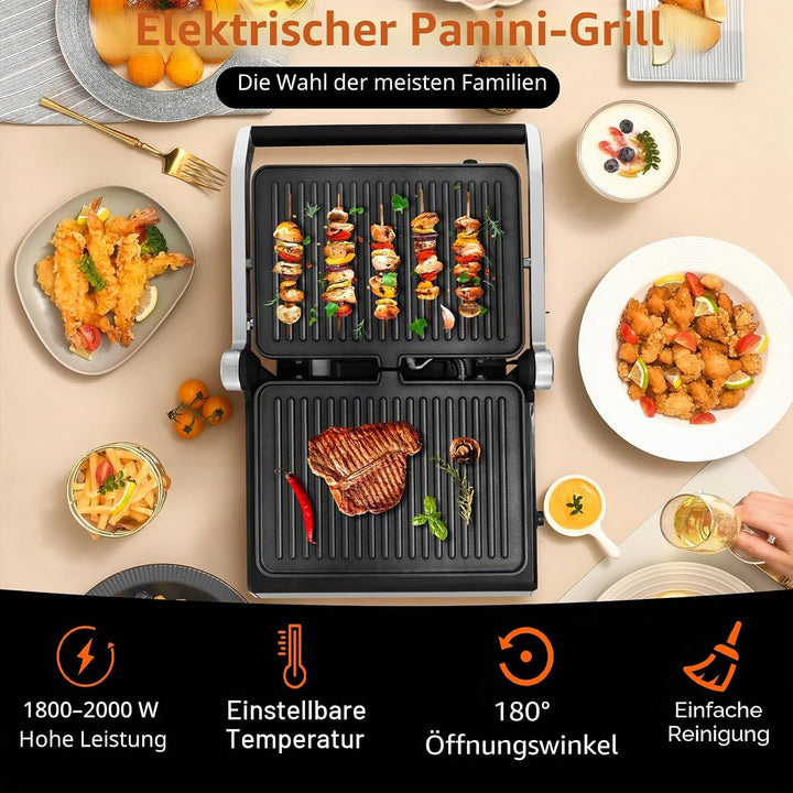 SOARS Sandwichmaker 3-in-1, 1800 – 2000 W, elektrische Panini-Maschine mit 5 Kochmodi, 200 – 230 °C,