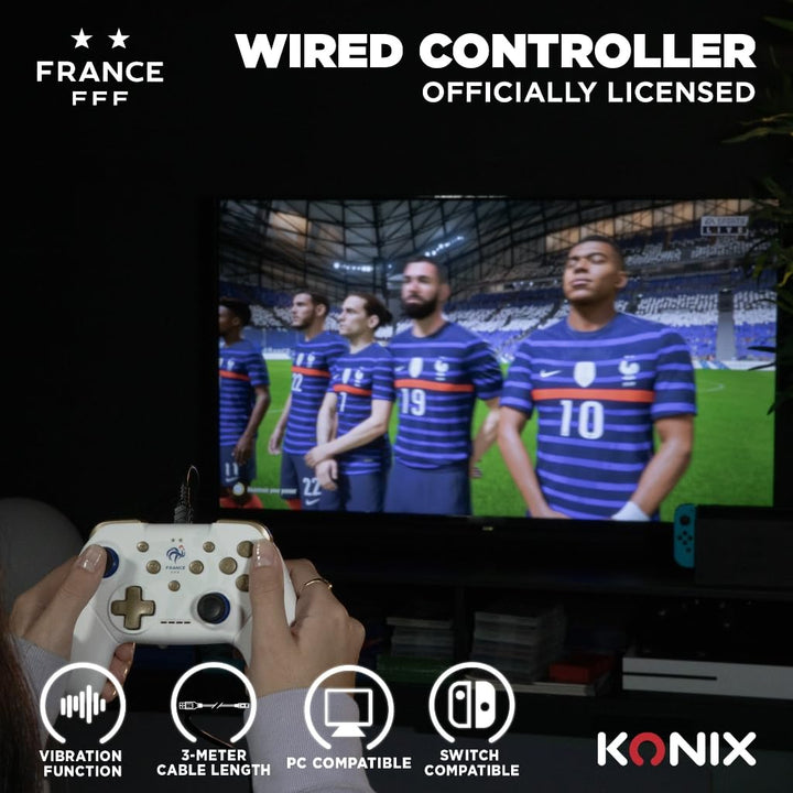 Konix FFF Wired Controller für Nintendo Switch, Switch 2 und PC - Vibrationsfunktion - 3 m Kabel - W
