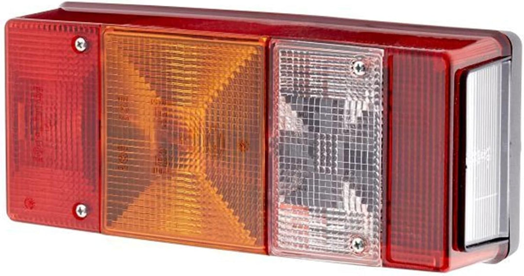 HELLA - Heckleuchte - Glühlampe - 12V - Anbau - Lichtscheibenfarbe: rot/gelb - Stecker: Flachstecker
