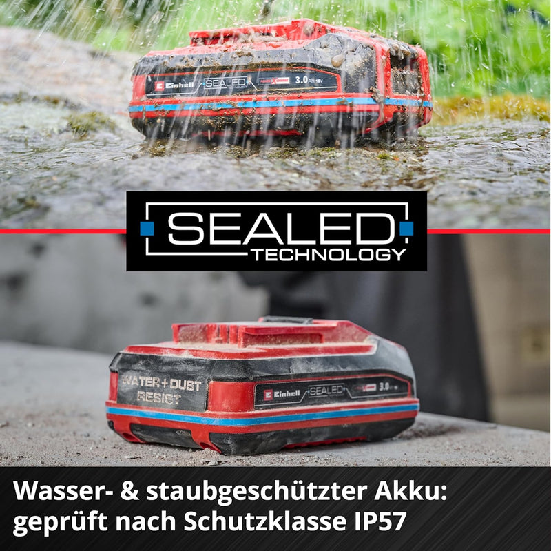 Original Einhell 18V 3,0 Ah Sealed Power X-Change Plus (18 V Akku, Wasser- & staubgeschützt, Schutzk