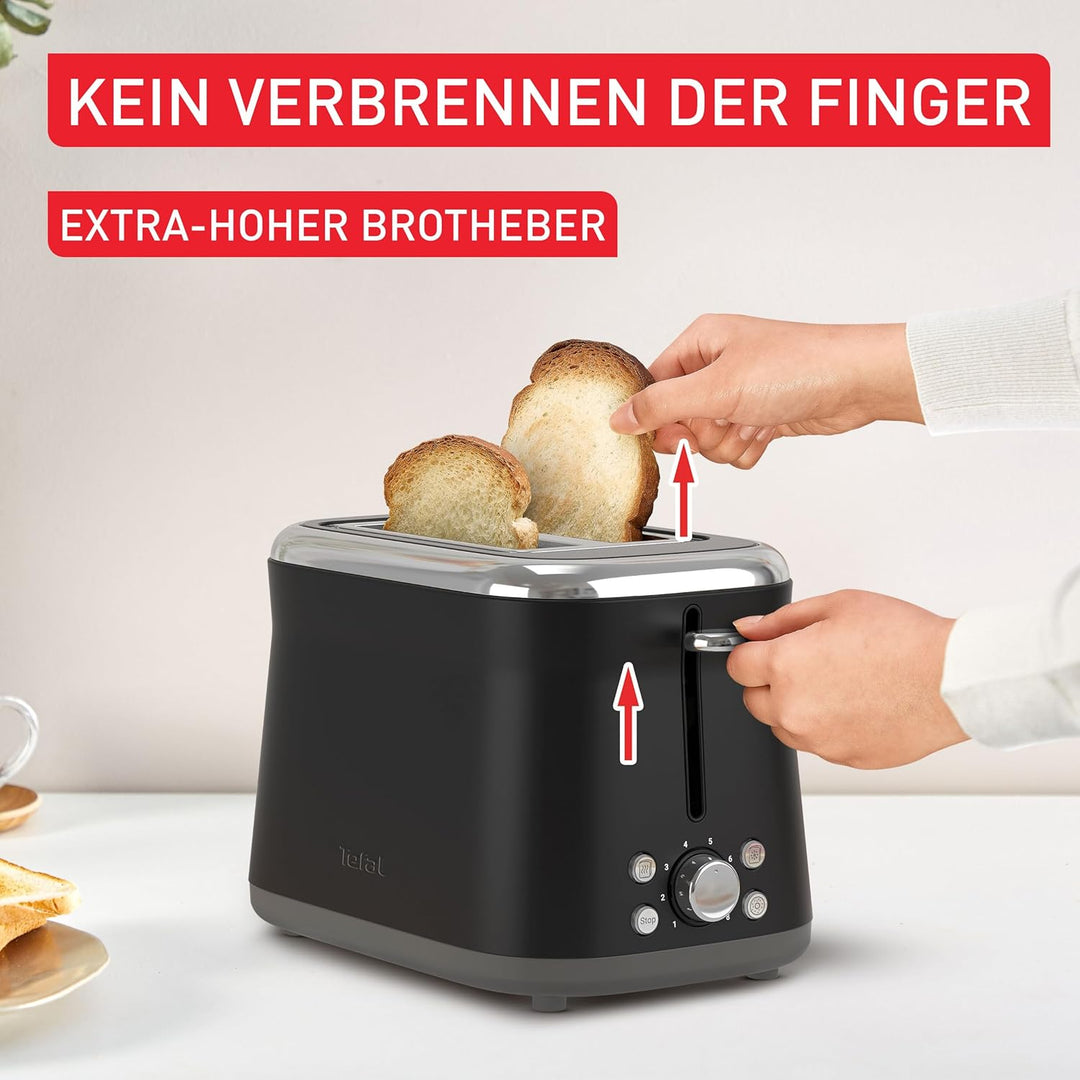 Tefal Collection Doppelschlitz-Toaster, extra hoher Hebel, 8 Bräunungsstufen, 4 Funktionen, breite S