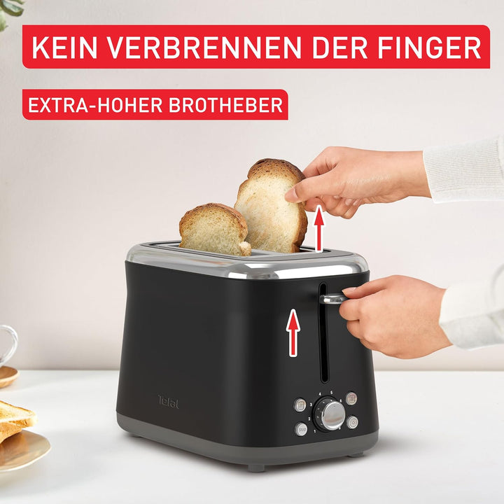 Tefal Collection Doppelschlitz-Toaster, extra hoher Hebel, 8 Bräunungsstufen, 4 Funktionen, breite S