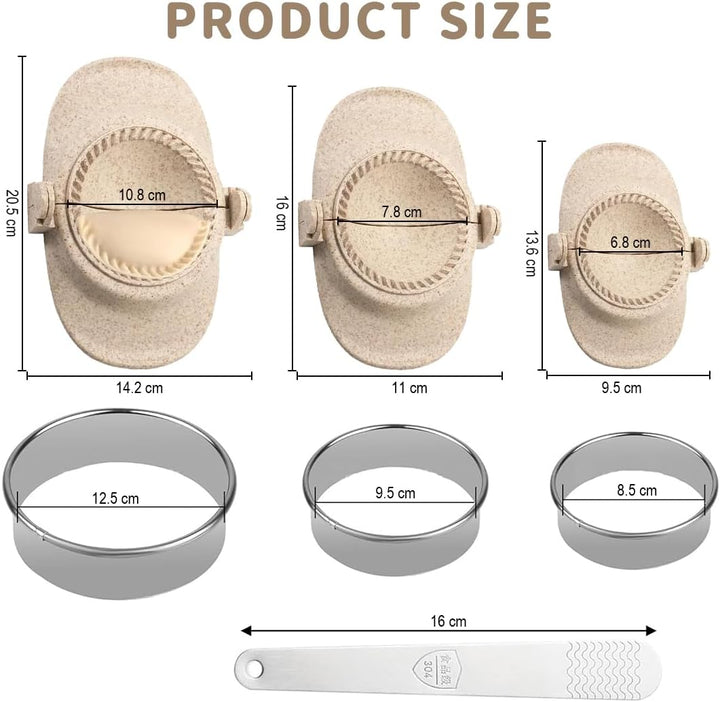 Ravioli Maker & Dumpling Maker Set mit Dough Cutter [3 Grössen],Empanadas, Gyoza, Maultaschen, Teigt