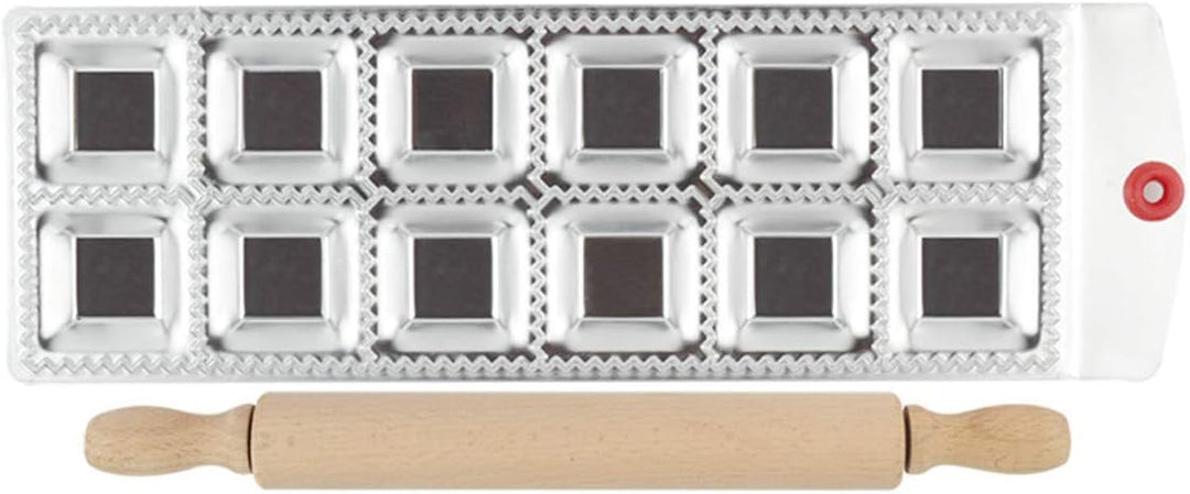 Ravioli Dumpling Maker Set, MKNZOME 12 Cavity Edelstahl Manuelle chinesische Knödel Pastetenformen G