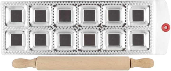 Ravioli Dumpling Maker Set, MKNZOME 12 Cavity Edelstahl Manuelle chinesische Knödel Pastetenformen G