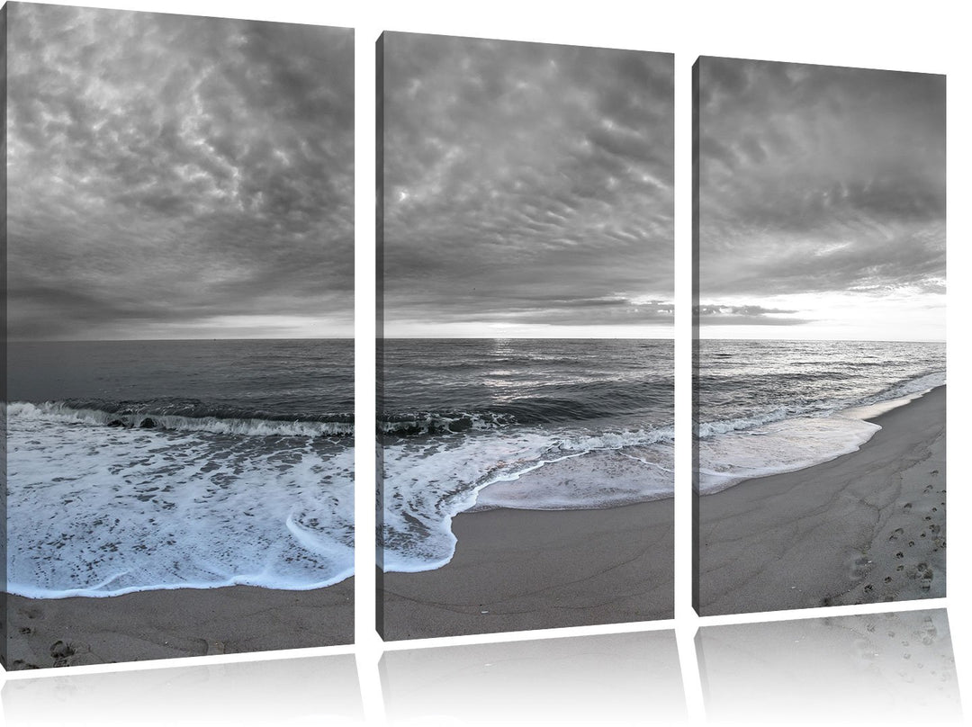 Pixxprint Strandufer B&W Detail 3-Teiler Leinwandbild 120x80 Bild auf Leinwand