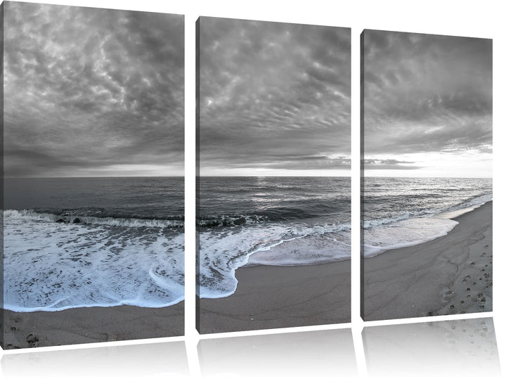 Pixxprint Strandufer B&W Detail 3-Teiler Leinwandbild 120x80 Bild auf Leinwand